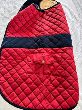 The Humane Society of the United States Quilted Red & Blue Dog Coat Like New